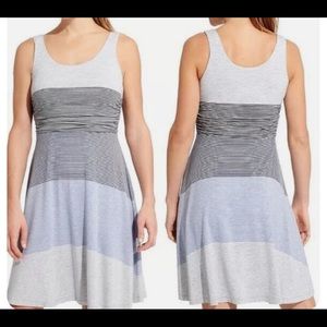 Athleta Blue Stripe Midi Tank Dress Medium